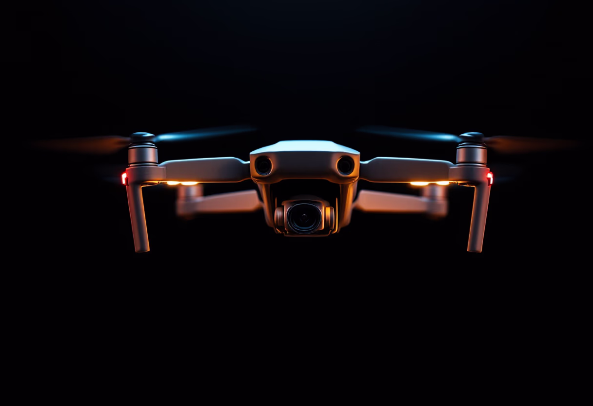 image of drone surveying crops